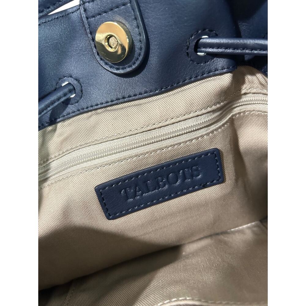 Talbots Blue Suede Drawstring Bucket Bag Purse Top Handle and Strap - Picture 13 of 13